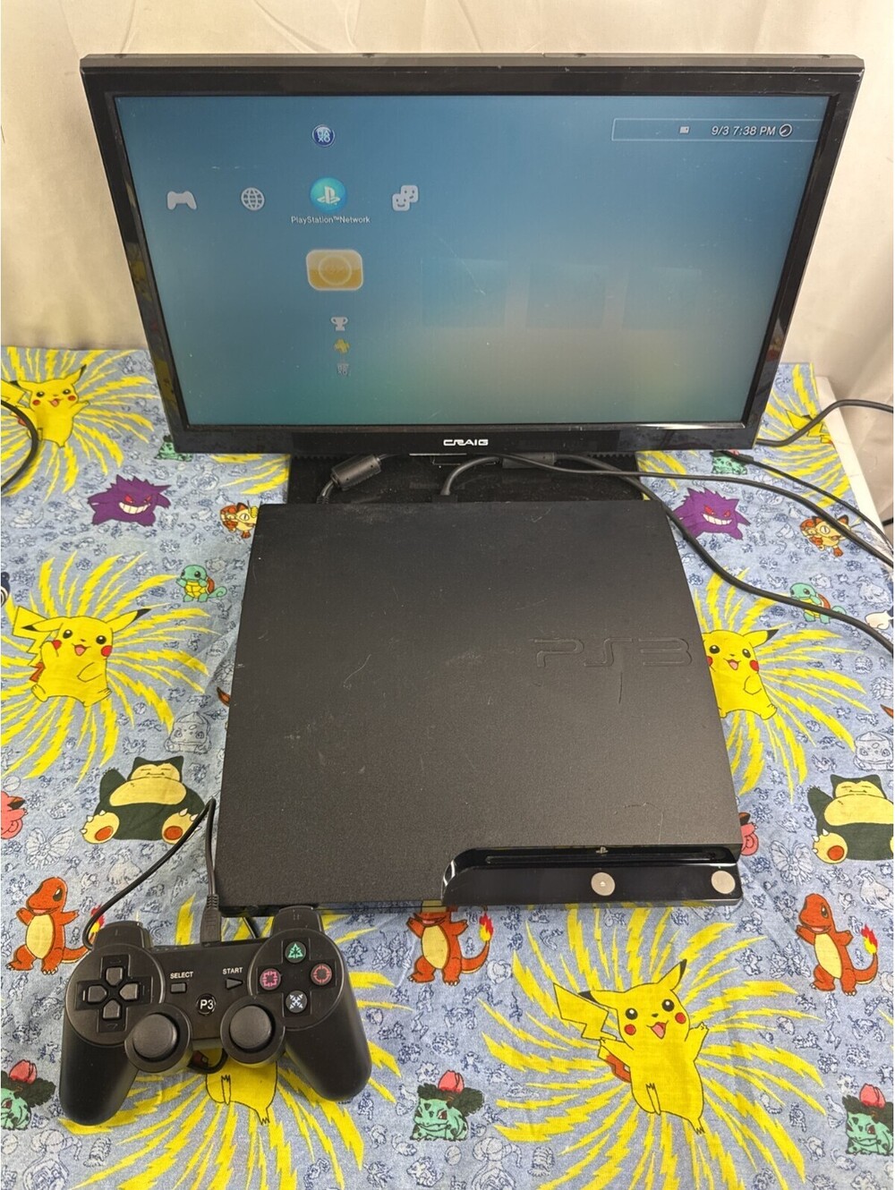 Sony PS3 Slim 120GB CECH-2001A Black HDMI Wi-Fi w/ 3rd Party Controller #2